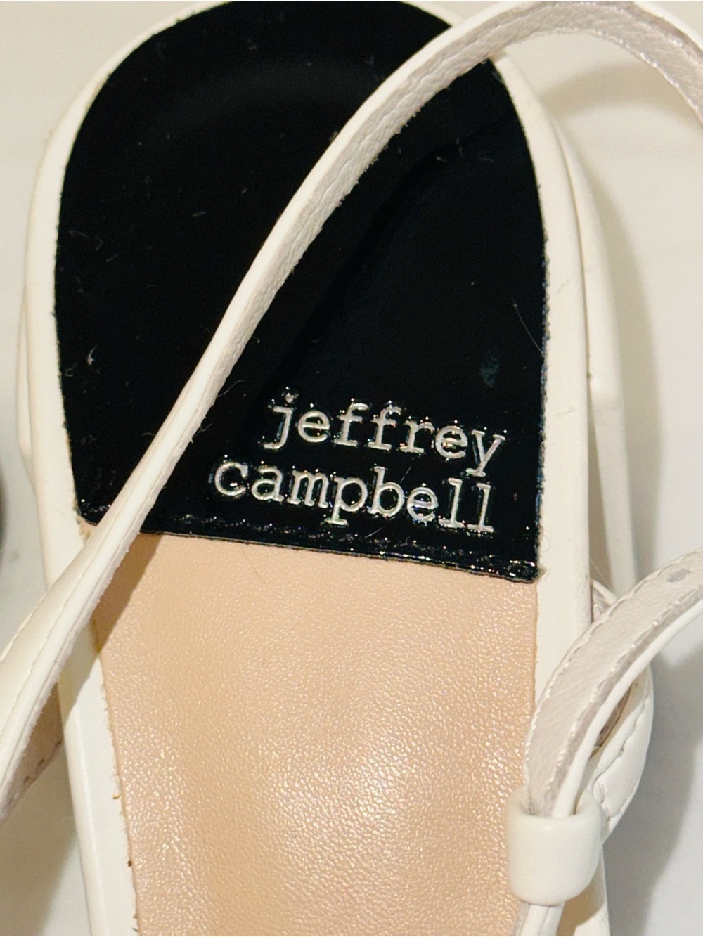 Jeffrey Campbell White Slingback Block Heels with Black Patent Toe and Bow - Picture 7 of 7